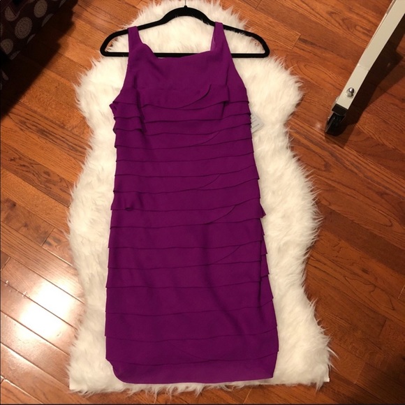 JS Collections Purple Layer Ruffle Dress Size 4 - Picture 5 of 5